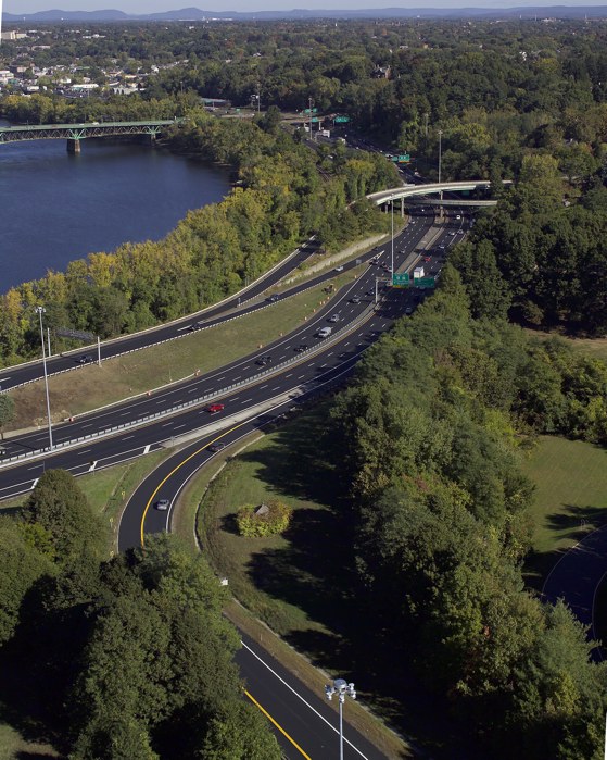 Heavy highway roads aerial